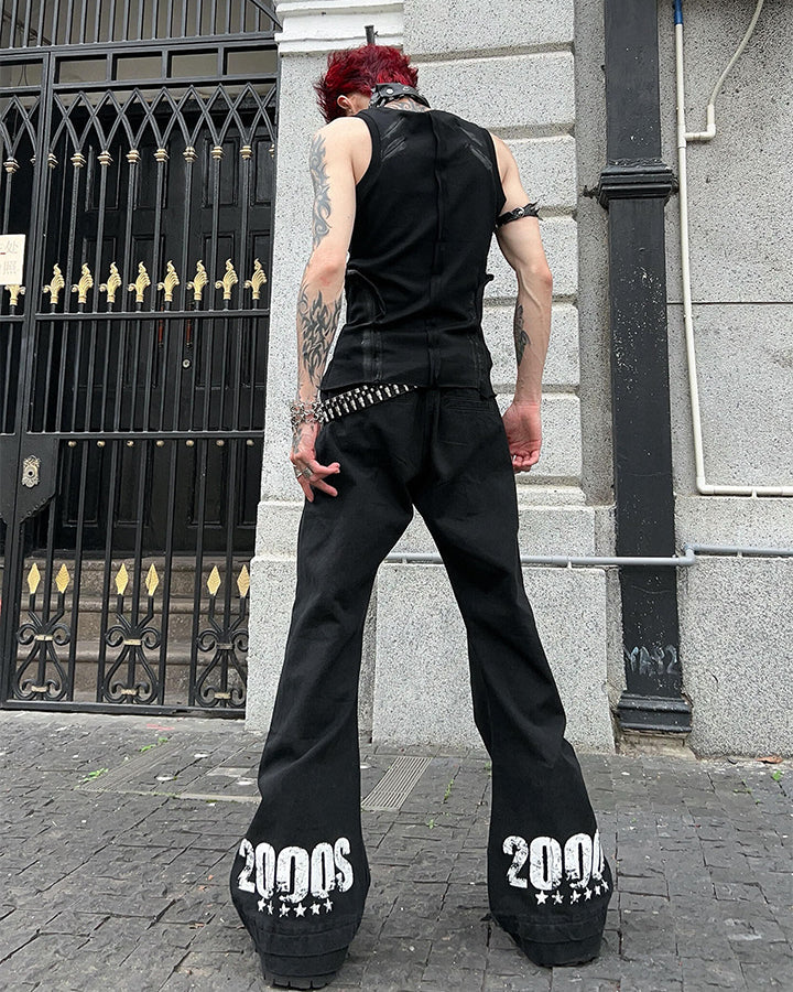 Y2K New American Star Graphic Flare Pants
