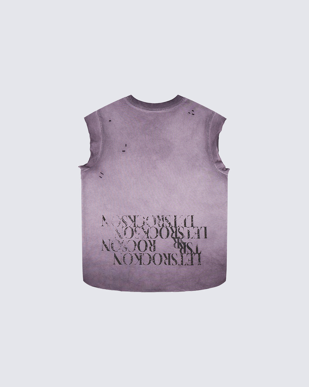 Grunge Washed Raw Edge Sleeveless Graphic Tee