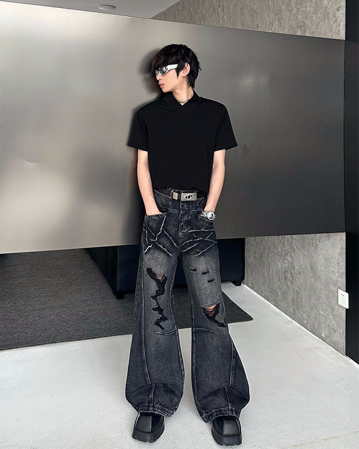 American Heavy-Duty High-Street Distressed Jeans