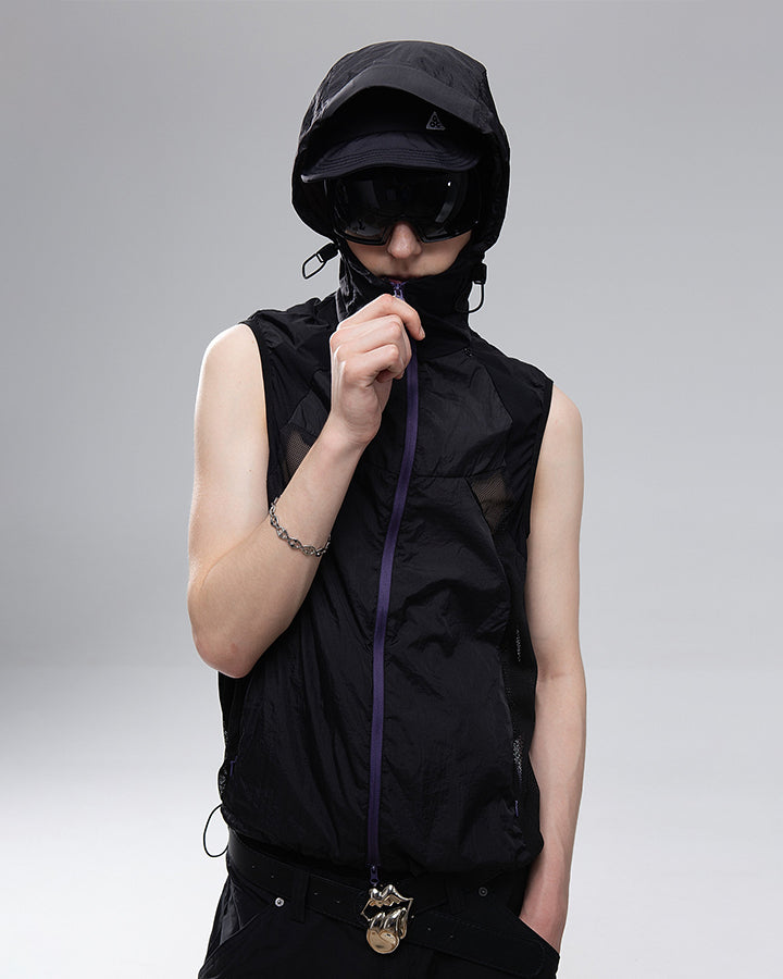 Detachable Vest Mesh Breathable Hooded Sun Protection Jacket