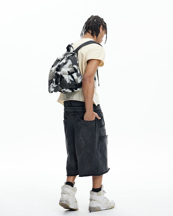 Deconstructed Washed Cropped Football Pants New