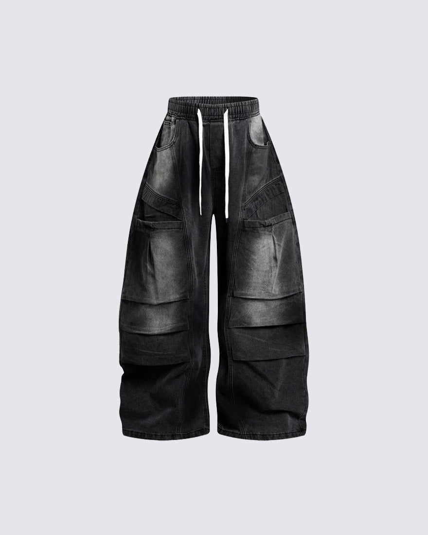 Vintage Washed Wide-Leg Denim Pants