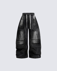 Vintage Washed Wide-Leg Denim Pants