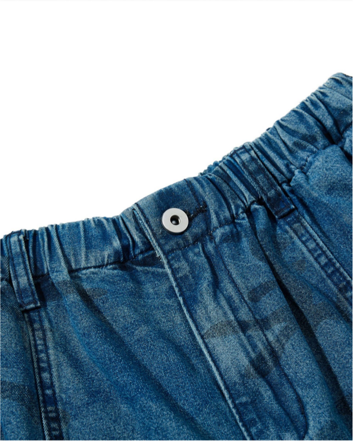 Vintage Washed Pattern Denim Pants