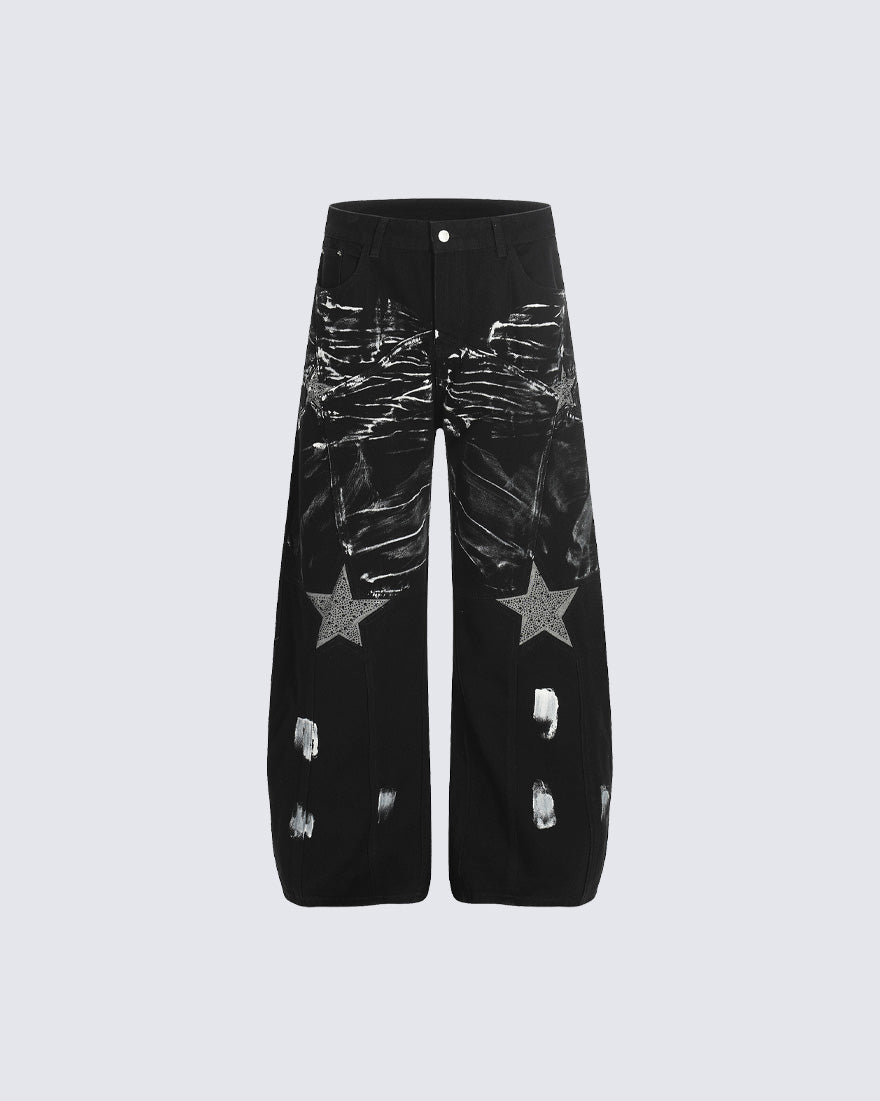 Gothic Streetwear Painted Star Wide Pants