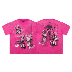 SUPPLY Spirit Angel Hot Pink Washed Oversized Graphic T‑Shirt