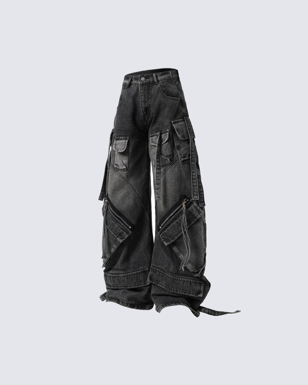 Retro Multi-Pocket Cargo Denim Pants
