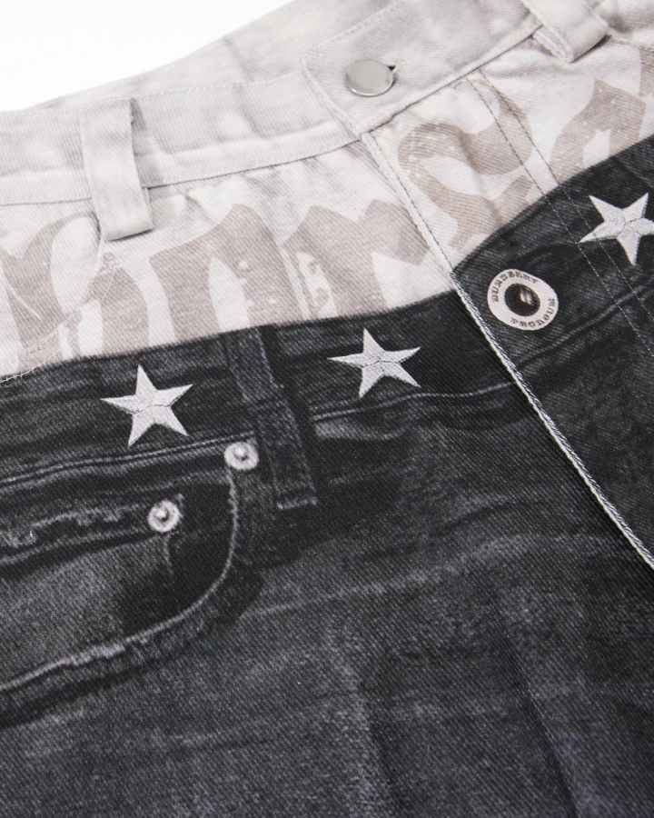 American Vintage Distressed Wide-Leg Denim Pants