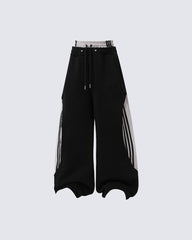 Striped Panel Wide Leg Sweatpants