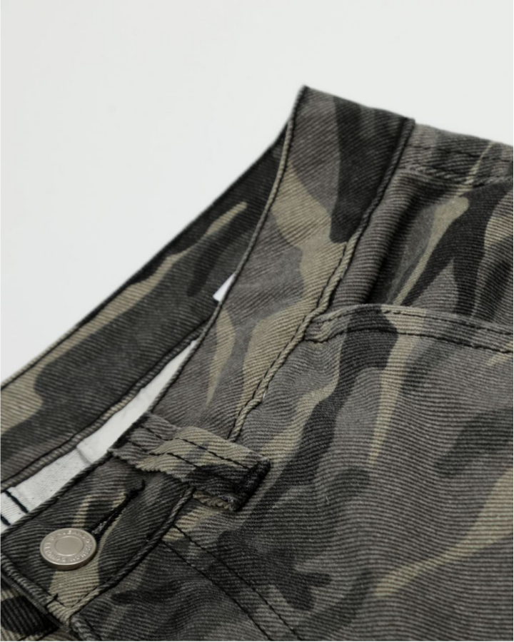 Camouflage Distressed Cargo Shorts
