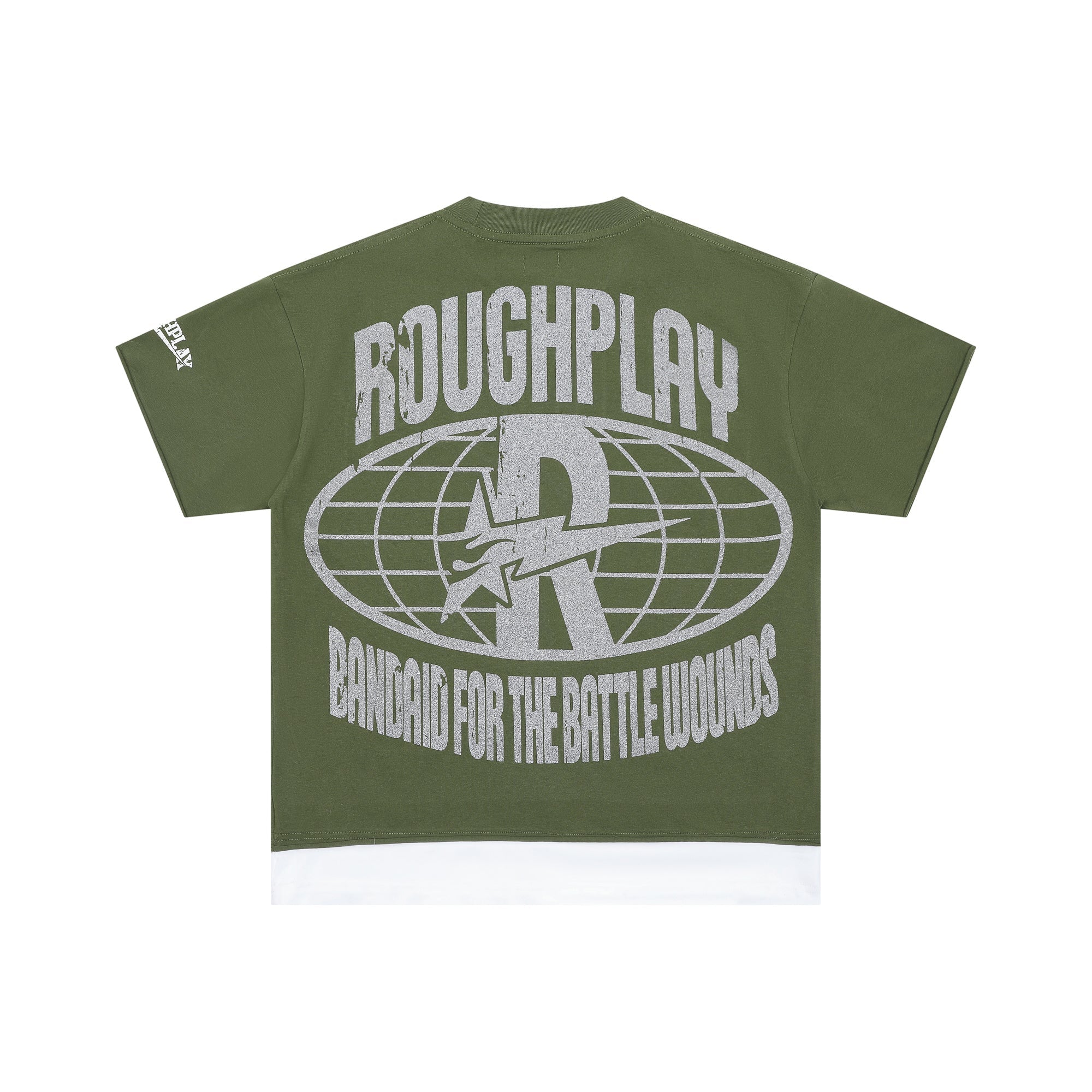 Roughplay Volcanic Jungle Skull Layered Hem Double‑Sided Cropped Tee