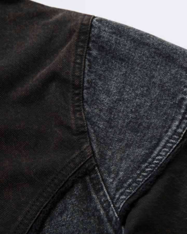 American-Style Gradient Color-Blocked Denim Top