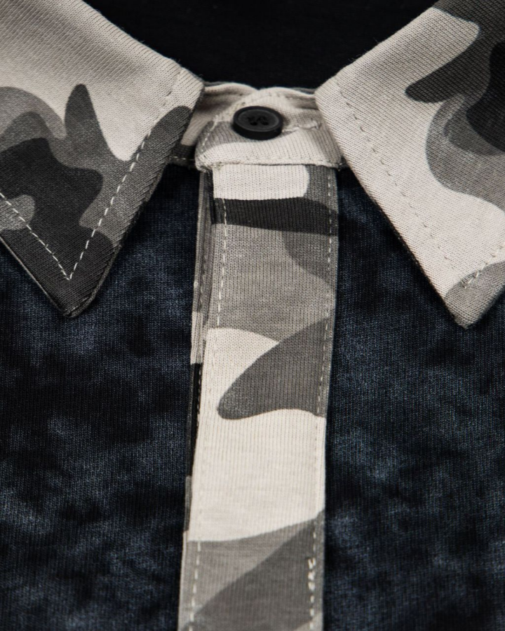 Camouflage Layered Long-Sleeve Polo Shirt