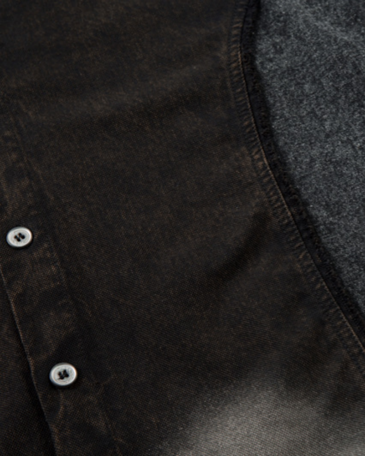 American-Style Gradient Color-Blocked Denim Top