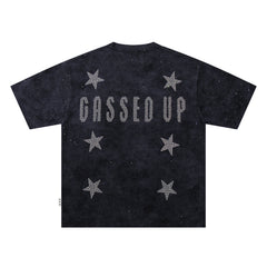 BKYS Cased DJ Star Rhinestone Black Washed Oversized Graphic T-Shirt