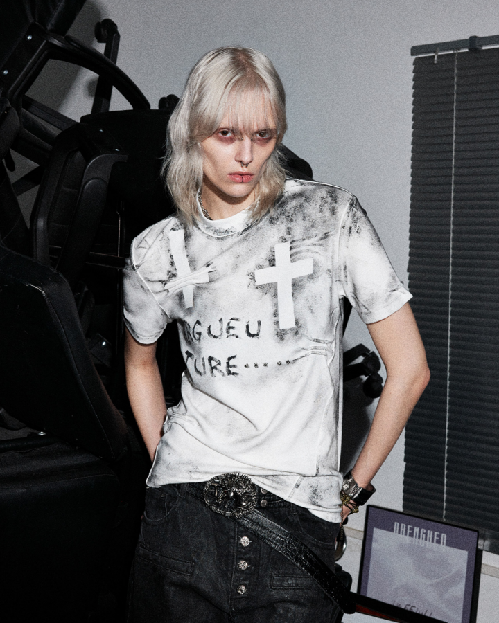 Distressed Gothic Cross Graphic Tee