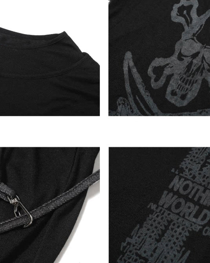 Gothic Skull Print Long Sleeve T-Shirt