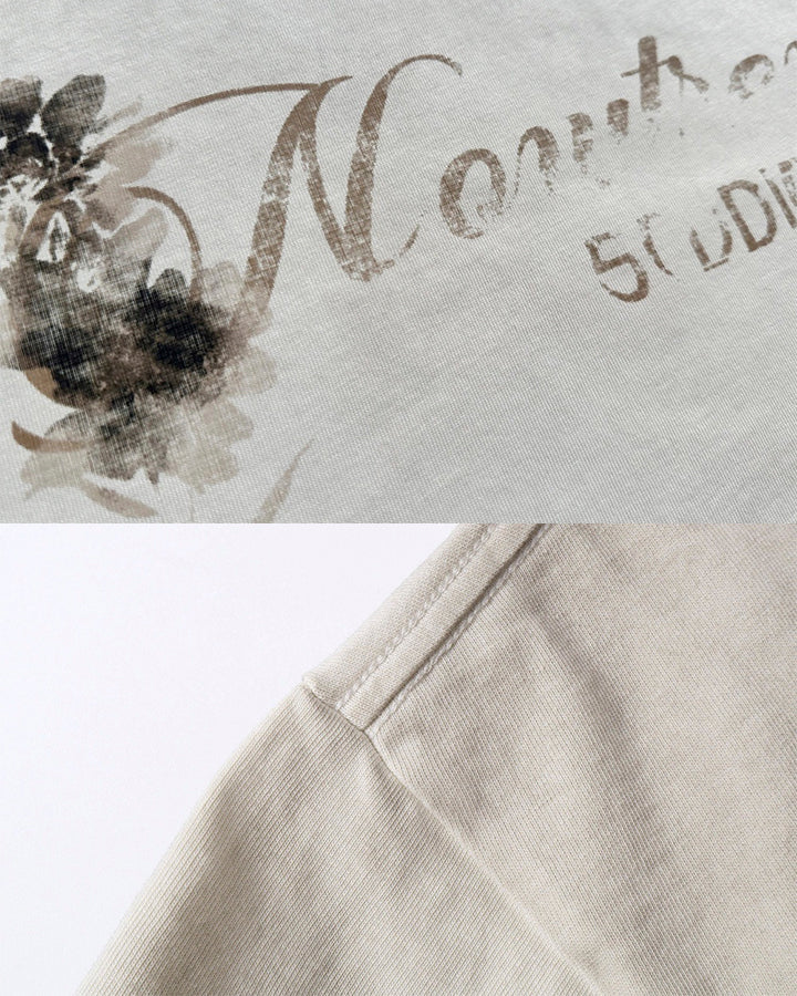 New Vintage Washed Floral Letter T-Shirt