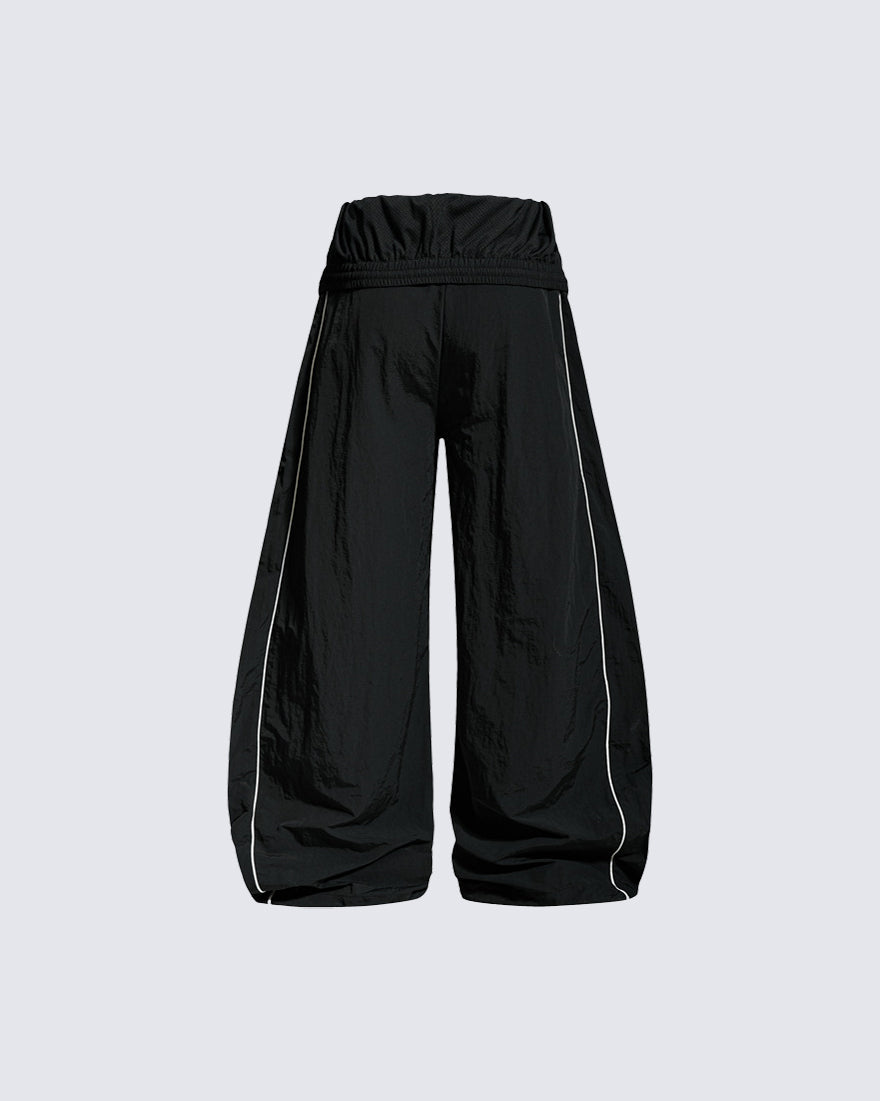 Sporty Deconstructed Elastic-Waist Casual Pants