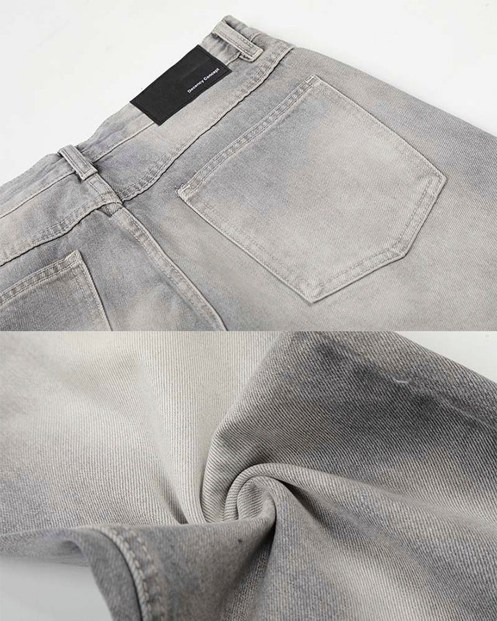 Heavy Washed Spray Vintage Wide Leg Jeans