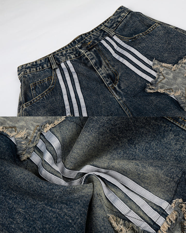 American Retro Star Patch Denim Shorts