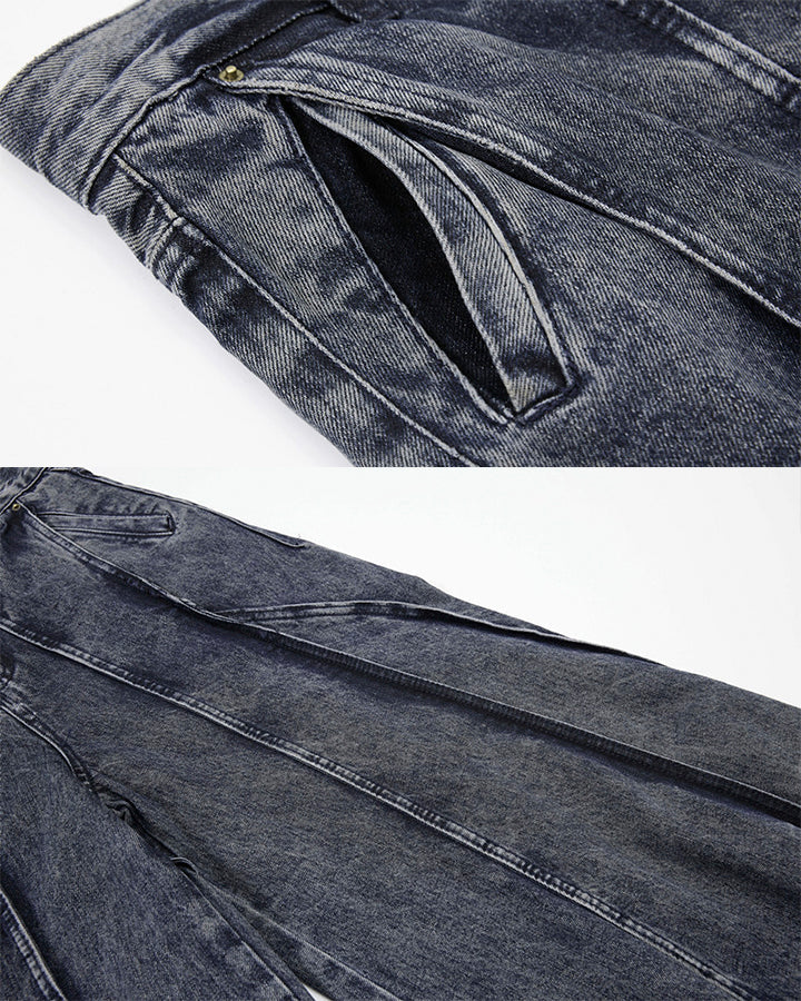 American Wash Patchwork Loose-Fit Denim Pants