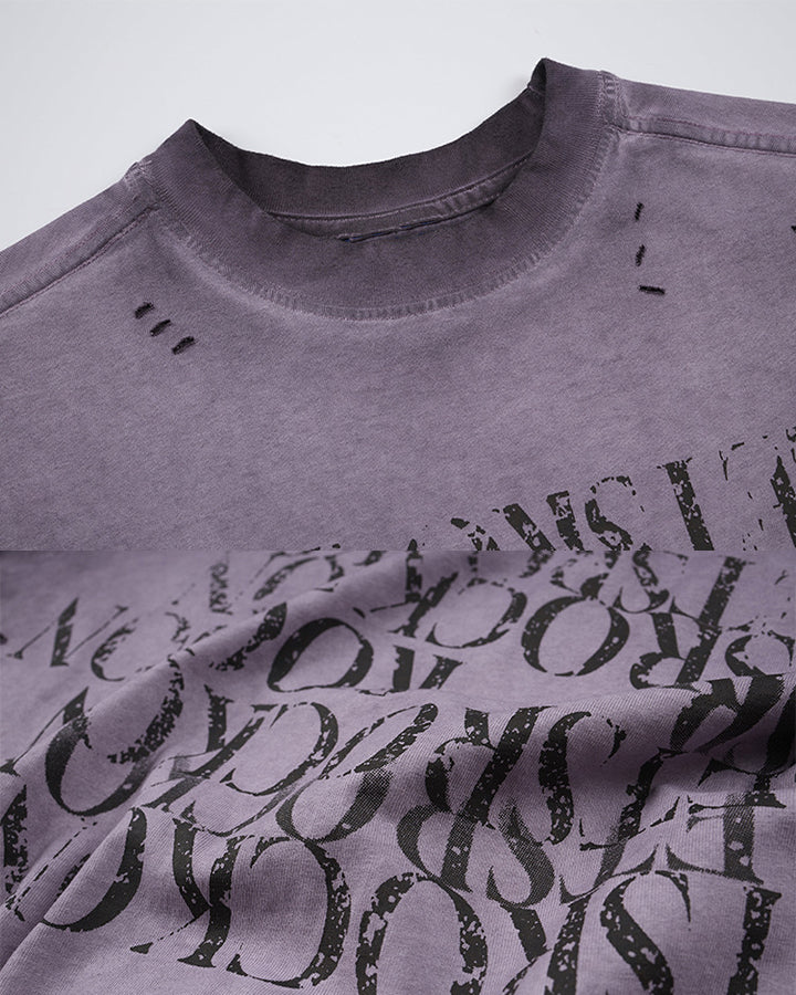 Grunge Washed Raw Edge Sleeveless Graphic Tee