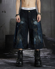 Distressed Wasteland Patchwork Deconstructed Shorts