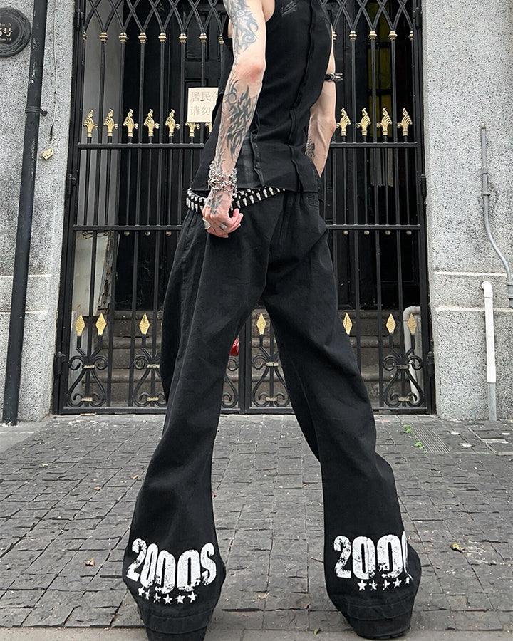 Y2K New American Star Graphic Flare Pants