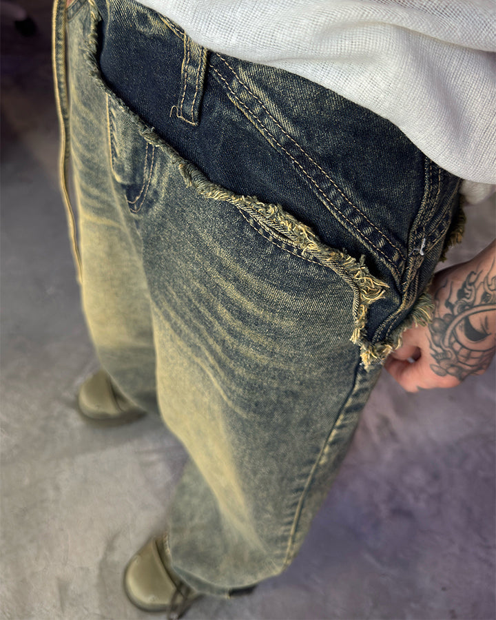 Vintage Deconstructed Patchwork Denim Pants