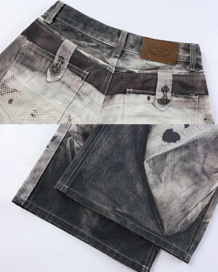 Wasteland Washed Wide Leg Denim Pants