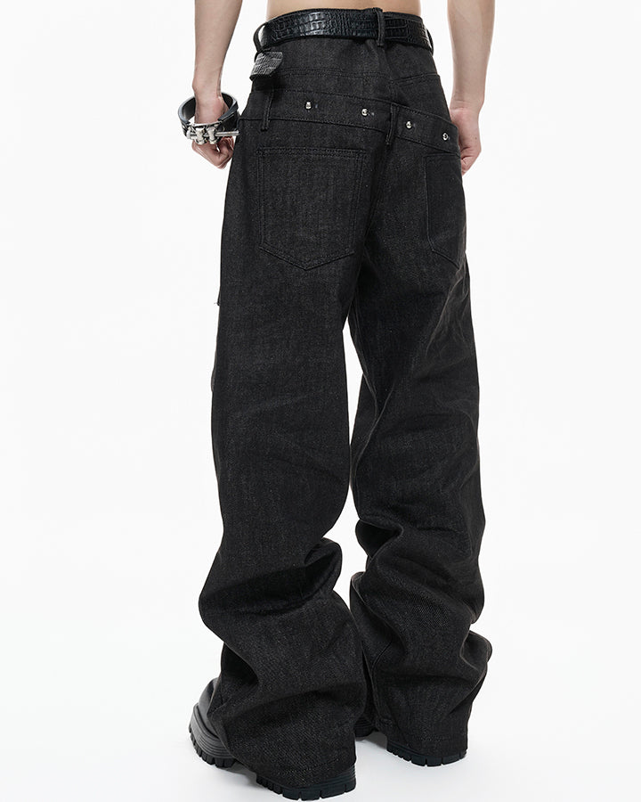 Double Waist Sagging Heavy Denim Pants