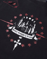 Gothic Subculture Printed Shoulder Long Sleeve