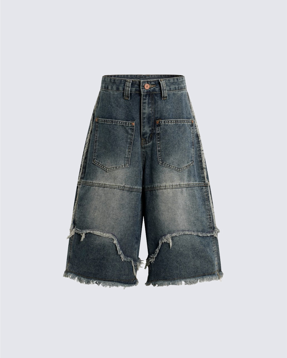 American Vintage Frayed Panel Denim Shorts
