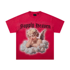 SUPPLY Angel Dragon Flame Graphic Oversized Red T-Shirt