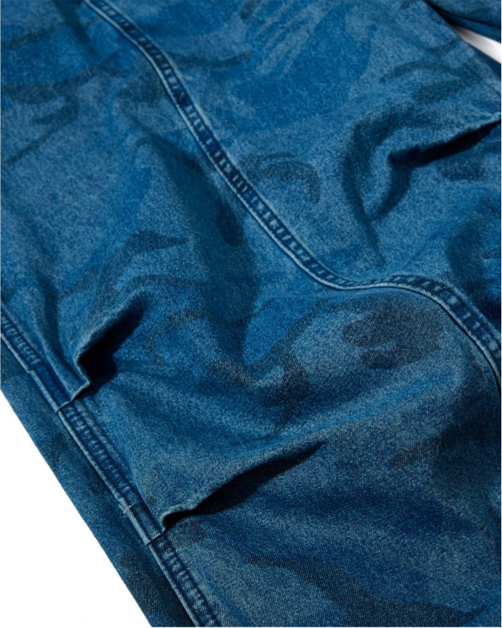 Vintage Washed Pattern Denim Pants