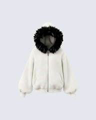 KIIKIO Fur Collar Cozy Hoodie