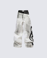 Subculture Inspired Distressed Flared Denim Jeans