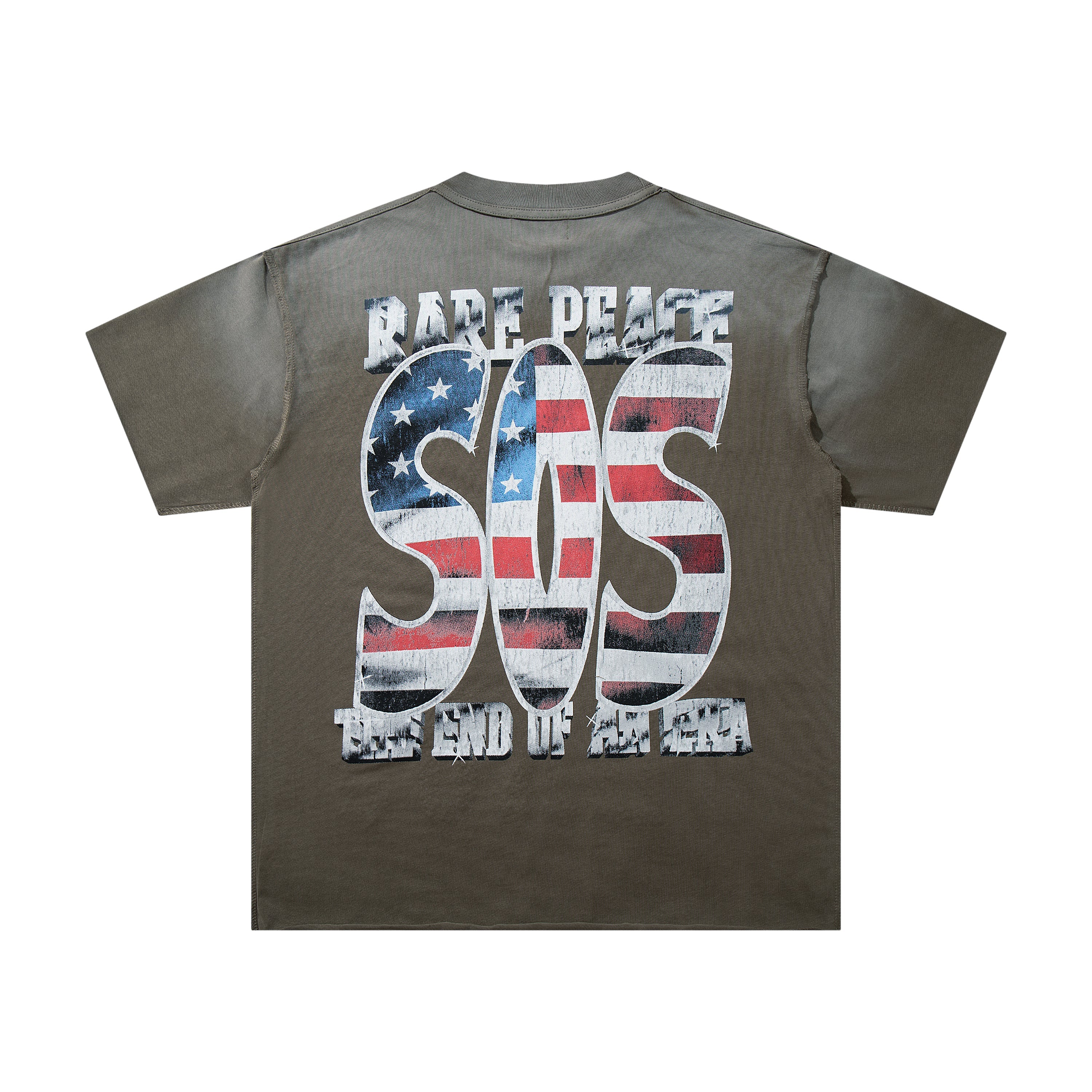 Rare Peace Cue The Chaos Olive Washed Oversized Graphic T‑Shirt