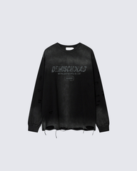 Grunge Distressed Print Oversized Long Sleeve T-Shirt
