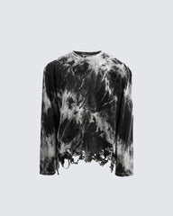 KIIKIO-American Distressed Spray-Wash Long Sleeve T