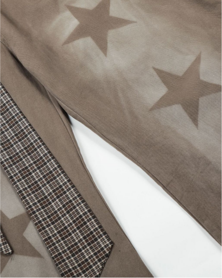 American High Street Star-Patterned Wide-Leg Curved Trousers