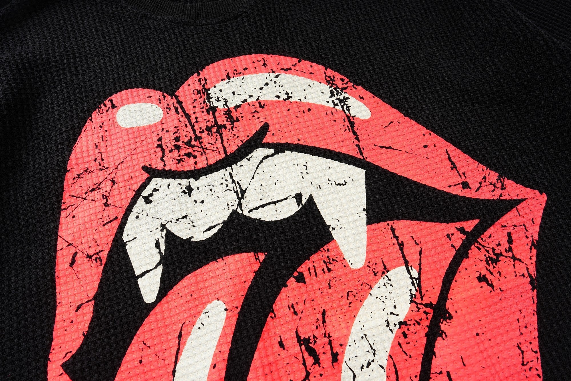 Omirad Waffle Knit Lips Graphic Long Sleeve Tee