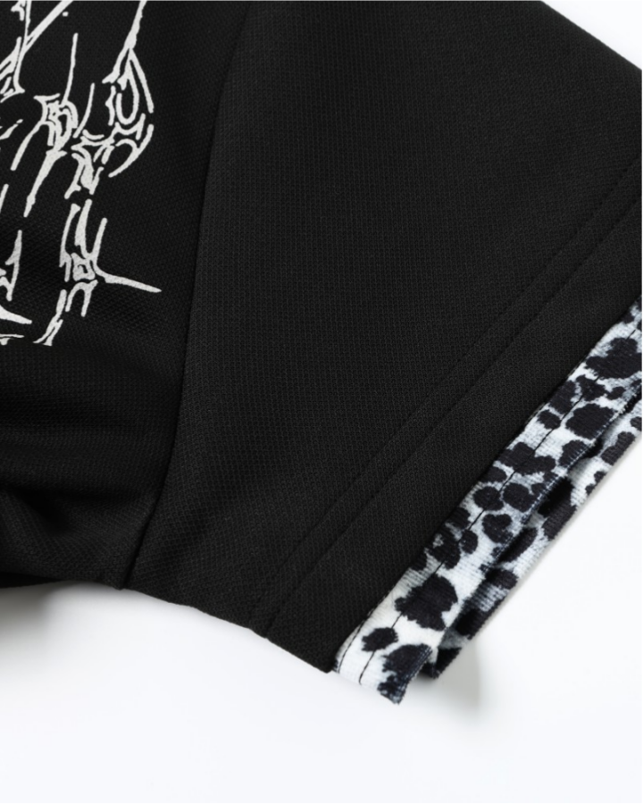 Graphic Print Leopard Collar Polo