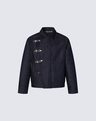New Vintage Denim Jacket with Airplane Buckles