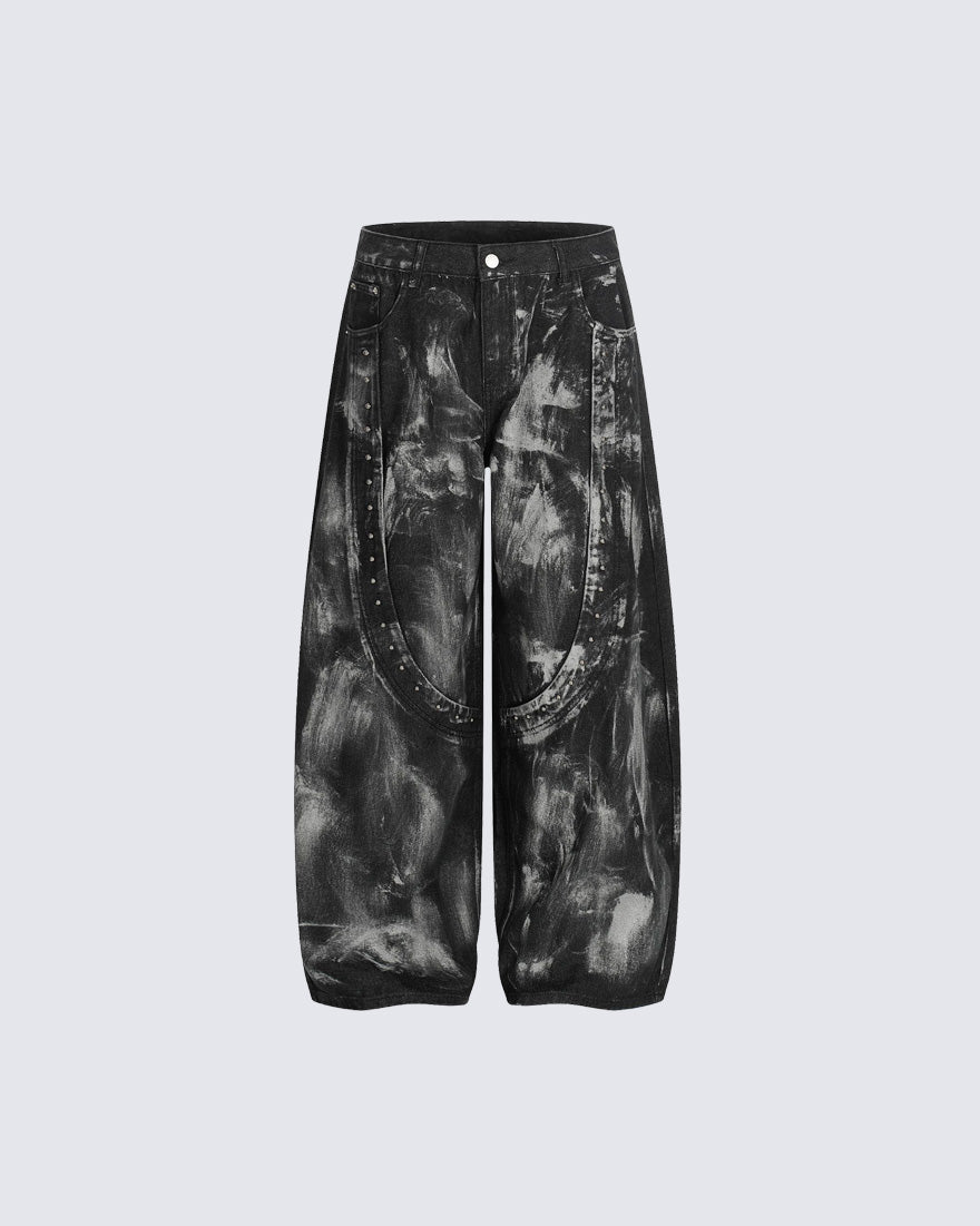 American-Style Distressed Tie-Dye Loose-Fitting Pants