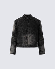 Vintage Washed Stand Collar Jacket