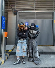 Black and Silver Techwear Bomber Jacket