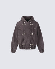 New Arrival Hooded Buckle Denim Jacket