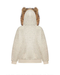 Autumn/Winter Striped Furry-Ear Hoodie